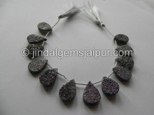 Platinum Druzy Faceted Pear Shape Beads